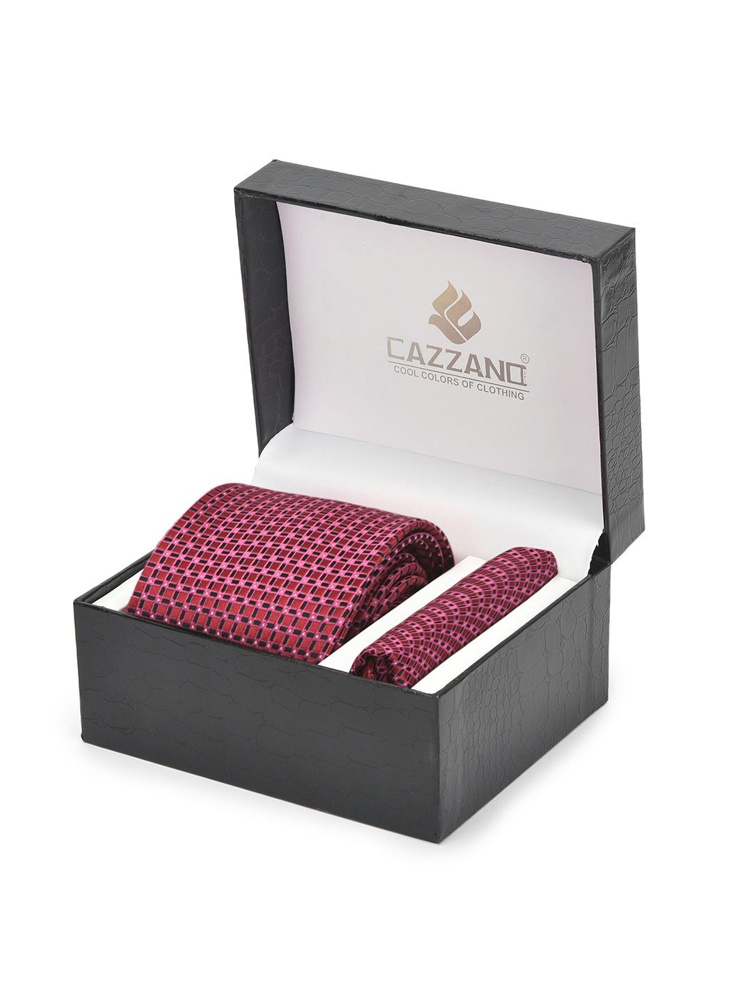 

Cazzano Men Accessory Gift Set Of Tie and Pocket Square, Magenta