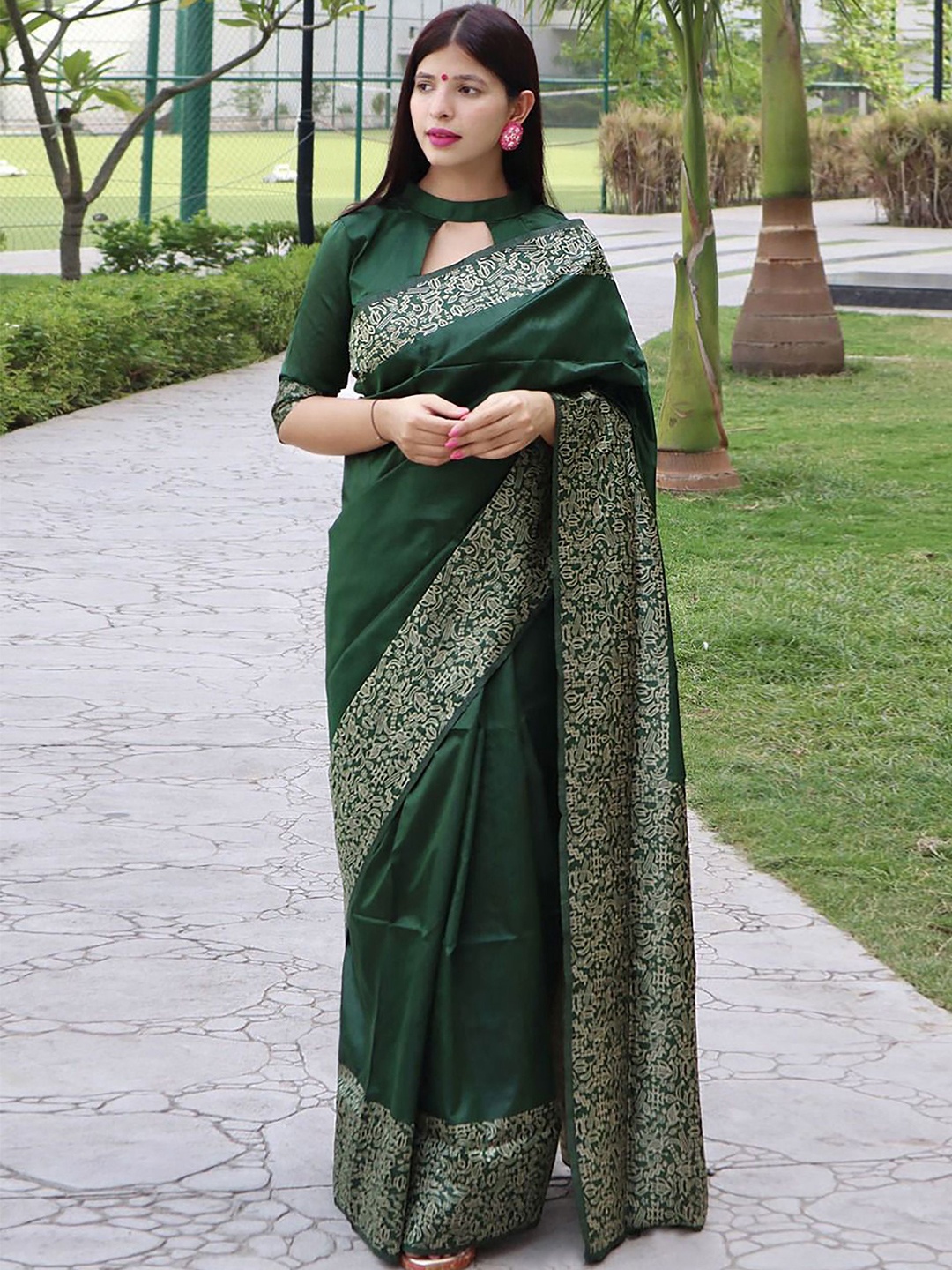 

Aldwych Silk Banarasi Saree, Green