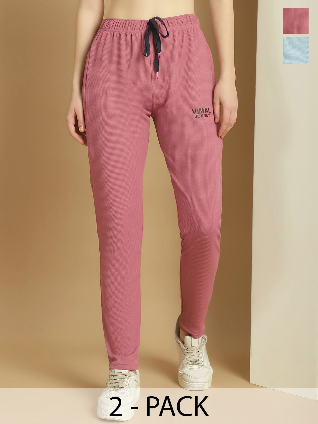 

MACK JONNEY Women Pack Of 2 Mid-Rise Track Pants, Blue