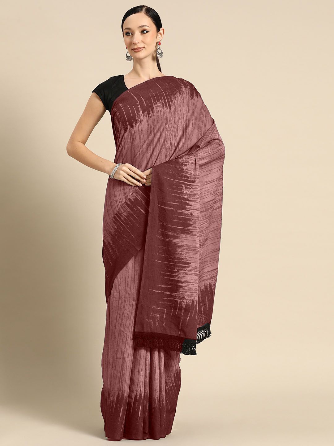 

BUTA BUTI Abstract Printed Pure Cotton Saree, Mauve