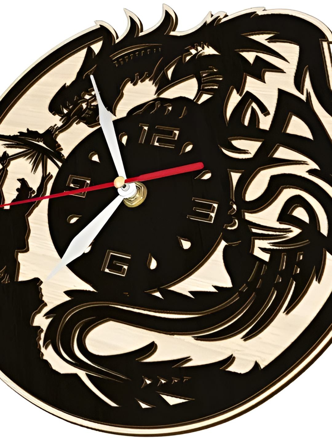 

QEZNEF Black and Beige Textured Analogue Wooden Contemporary Wall Clock