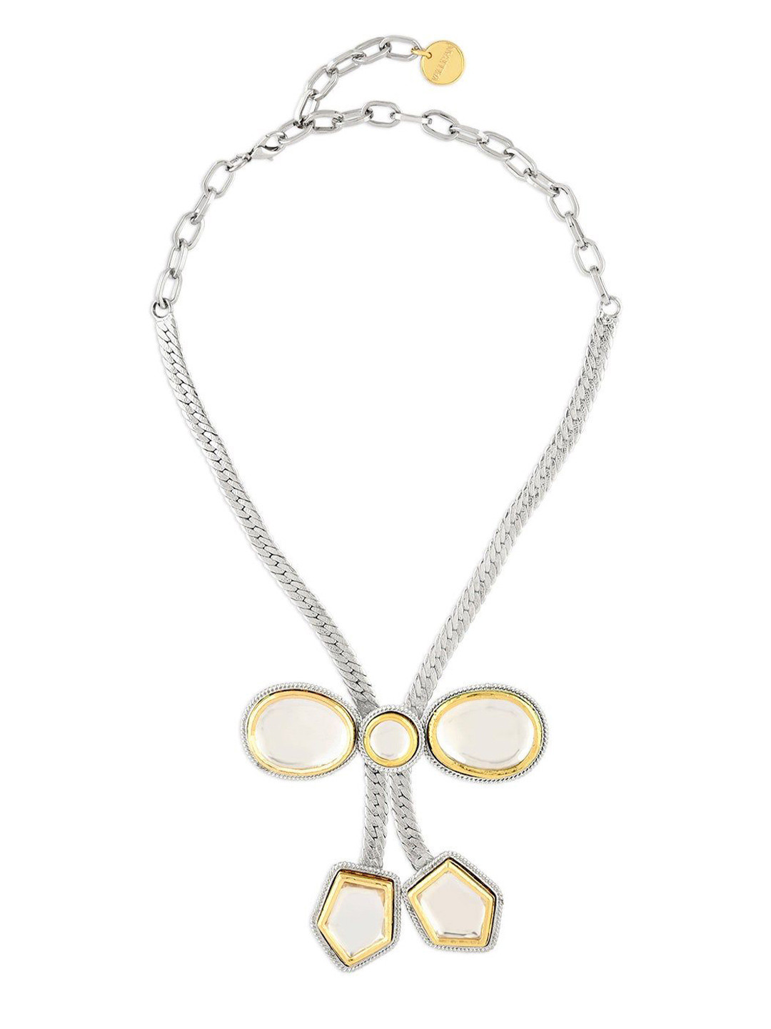 

VALLIYAN BY NITYA Rhodium-Plated Stones Studded Necklace, Silver