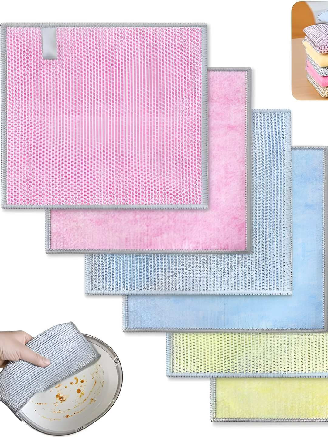 

Sparrow world Pink & Blue 4 Pieces Non Scratch Scrubbing Pads