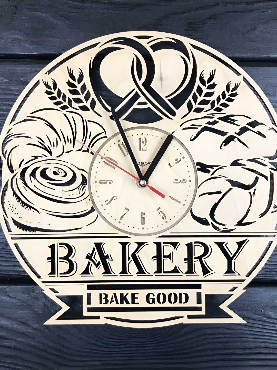 

QEZNEF Beige & Black Printed Round Shaped Contemporary Analogue Wooden Wall Clock