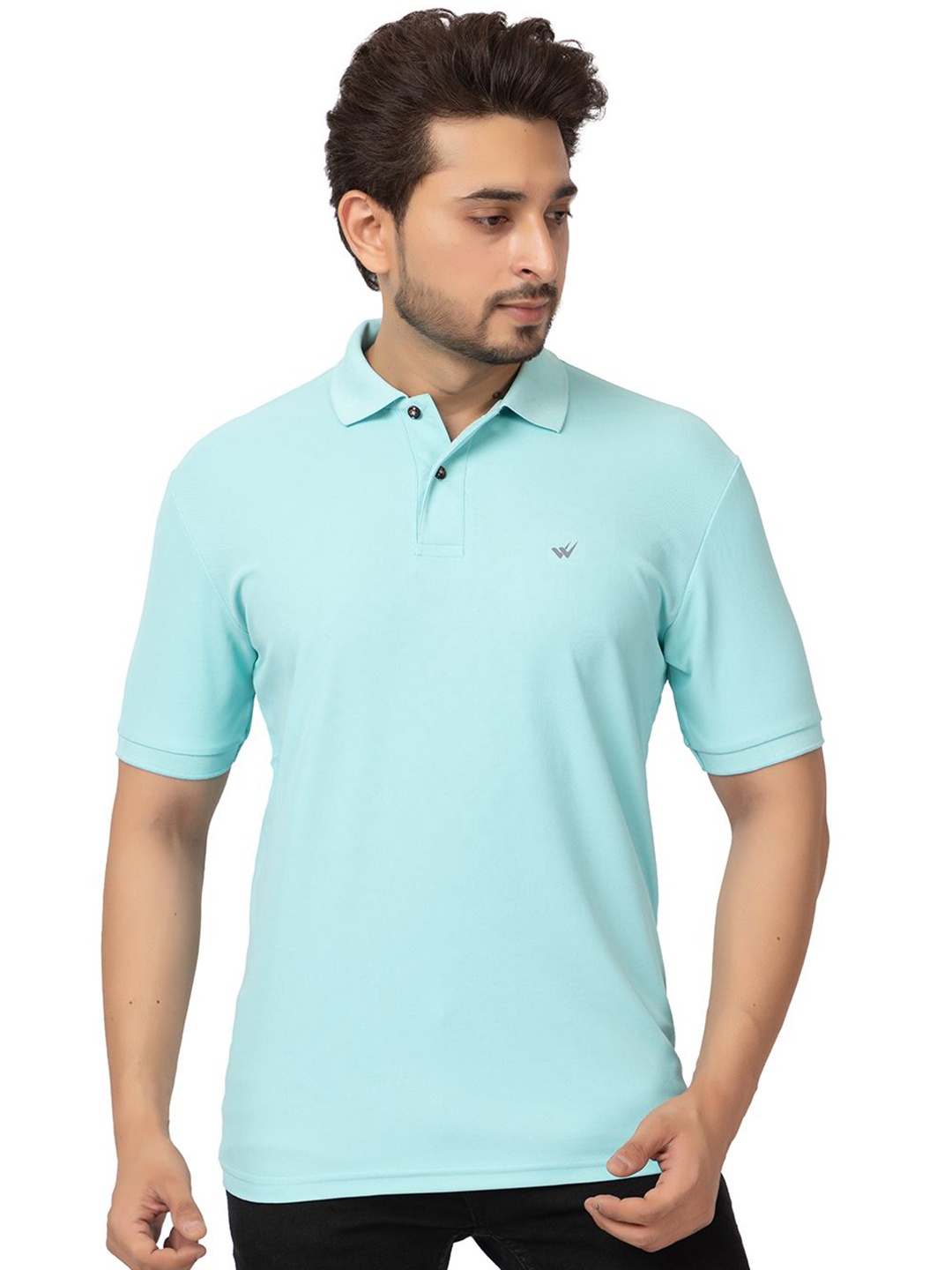 

WILD COPS Men Solid Polo Collar Relaxed Fit T-shirt, Sea green