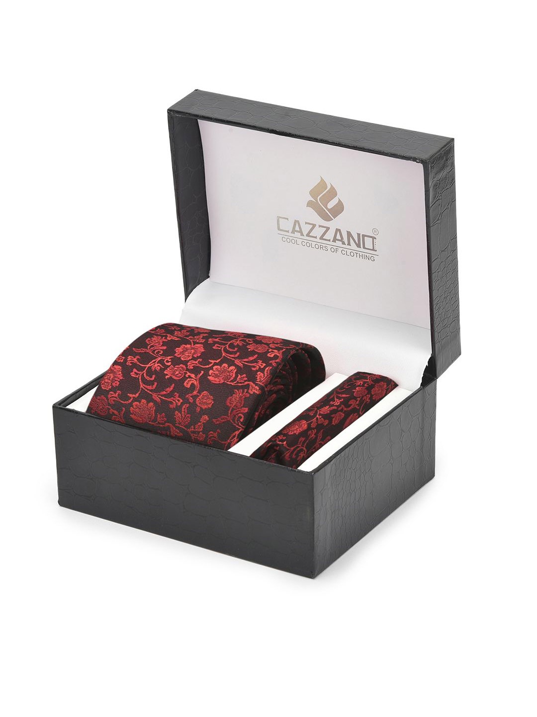 

Cazzano Men Accessory Gift Set Of Tie & Pocket Square, Maroon