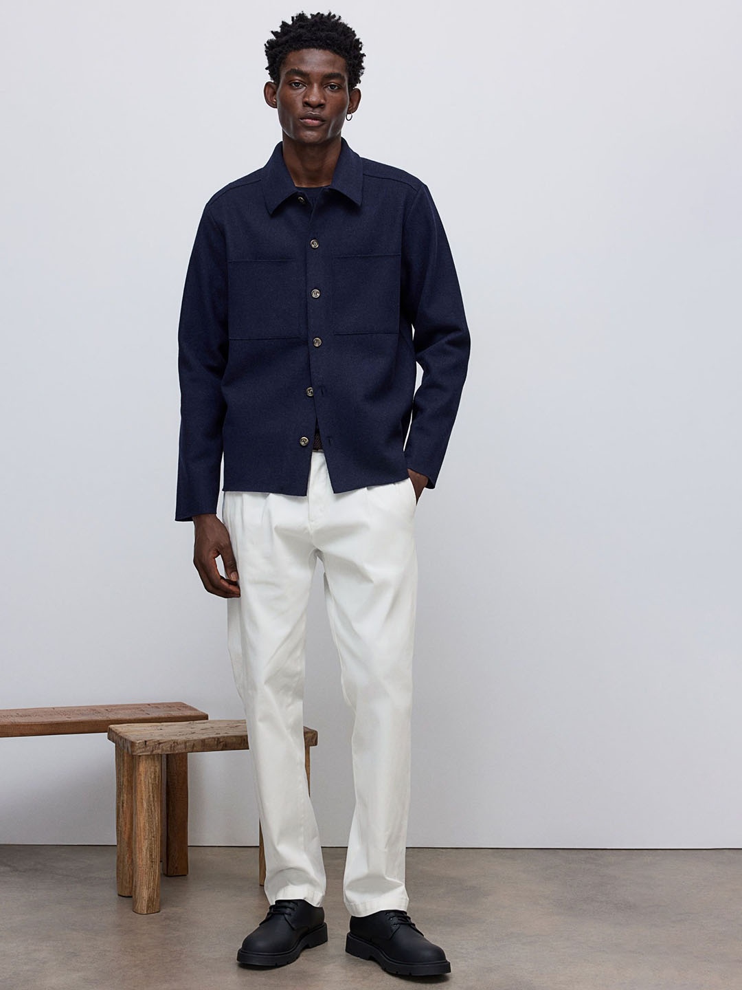 

H&M Men Regular Fit Chinos, White