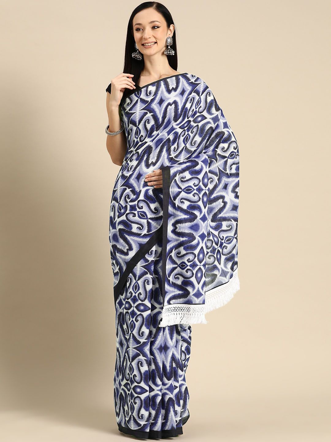 

BUTA BUTI Women Pure Cotton Printed Saree, Blue