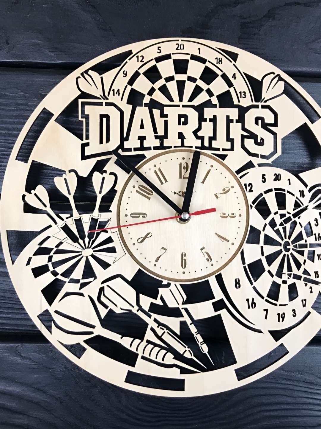 

QEZNEF Beige & Black Printed Round Shaped Contemporary Analogue Wooden Wall Clock