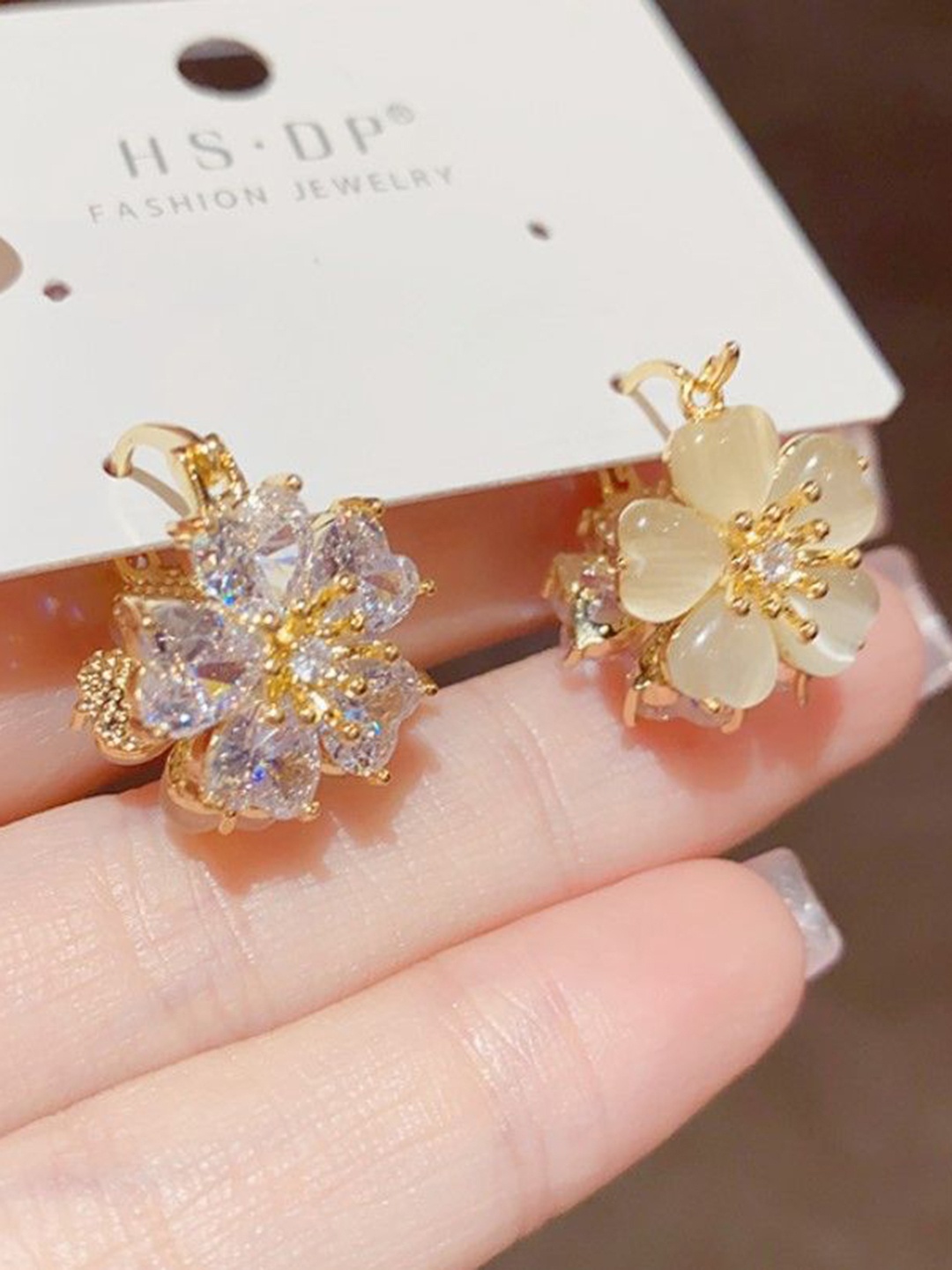 

BLINGEE Gold-Plated Crystals Studded Contemporary Studs Earrings