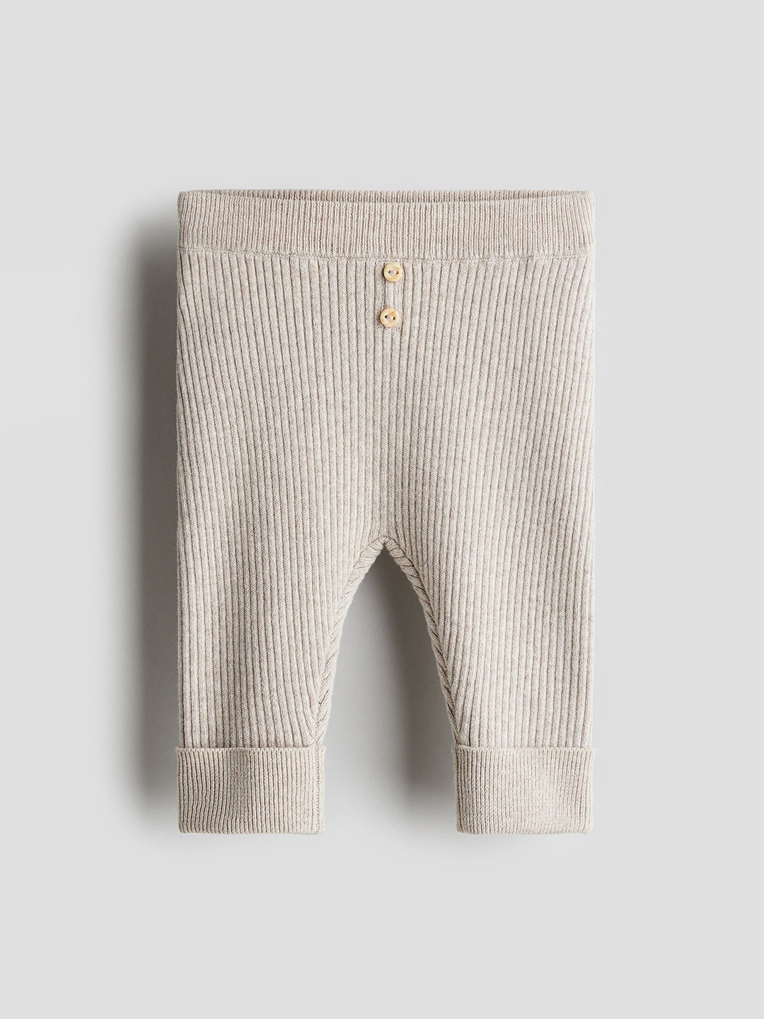 

H&M Infant Boys Pure Cotton Rib-Knit Trousers, Beige