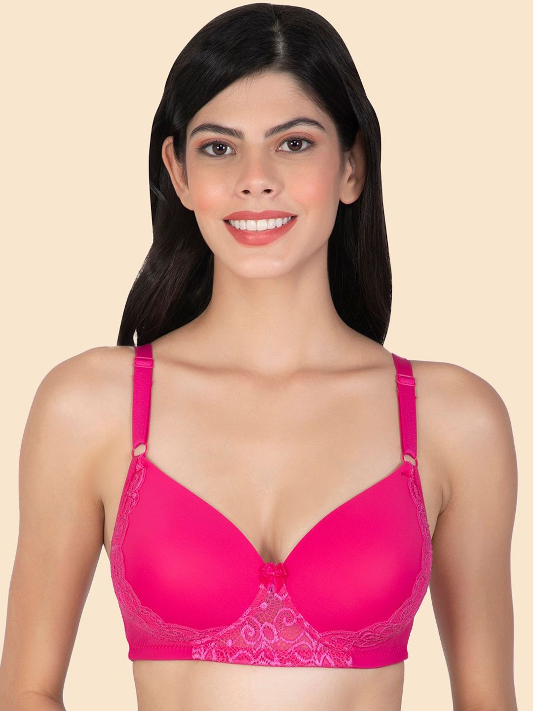 

Joomie Solid Full Coverage Lightly Padded Bra, Pink