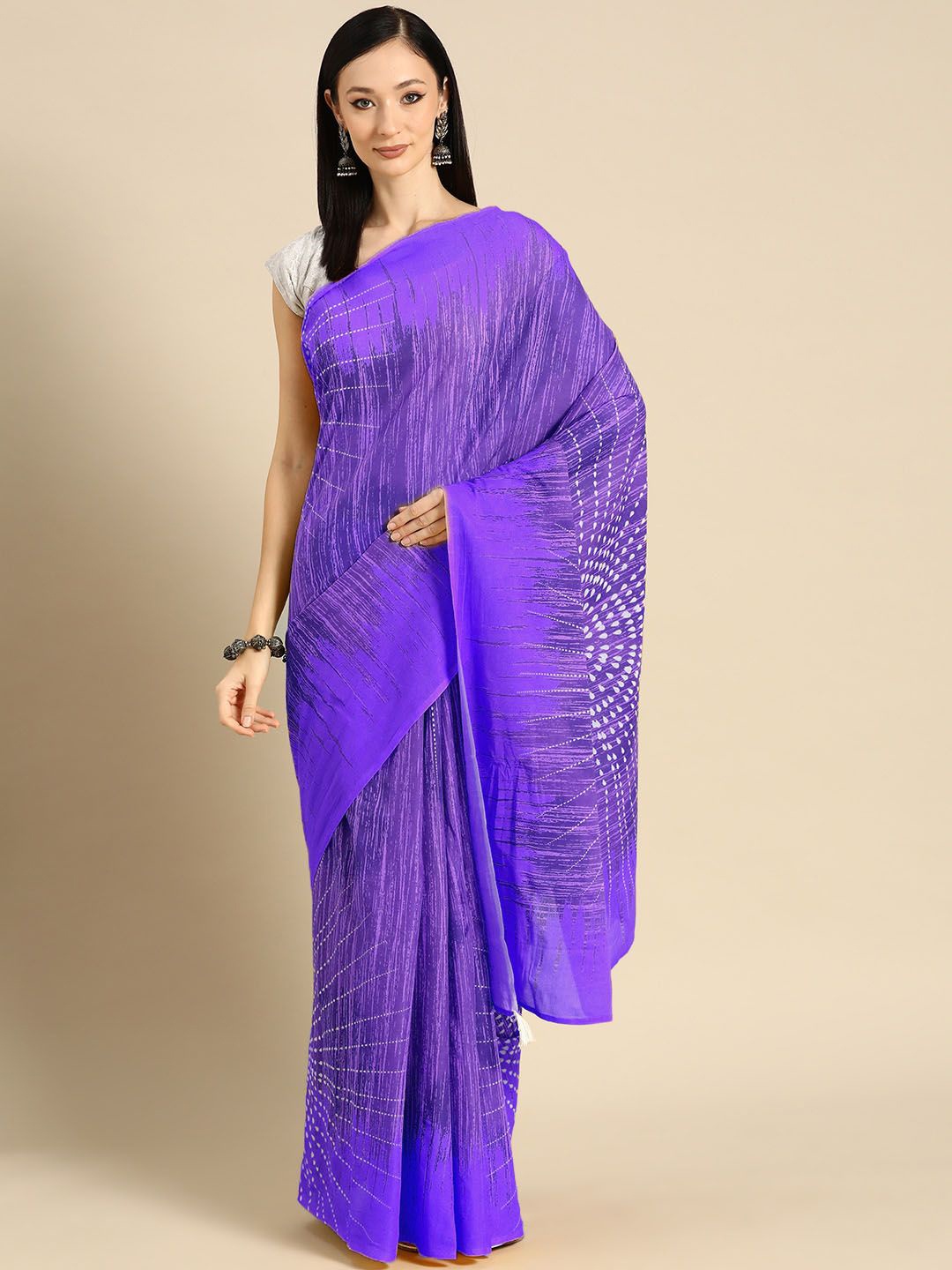 

BUTA BUTI Pure Cotton Printed Abstract Saree, Purple