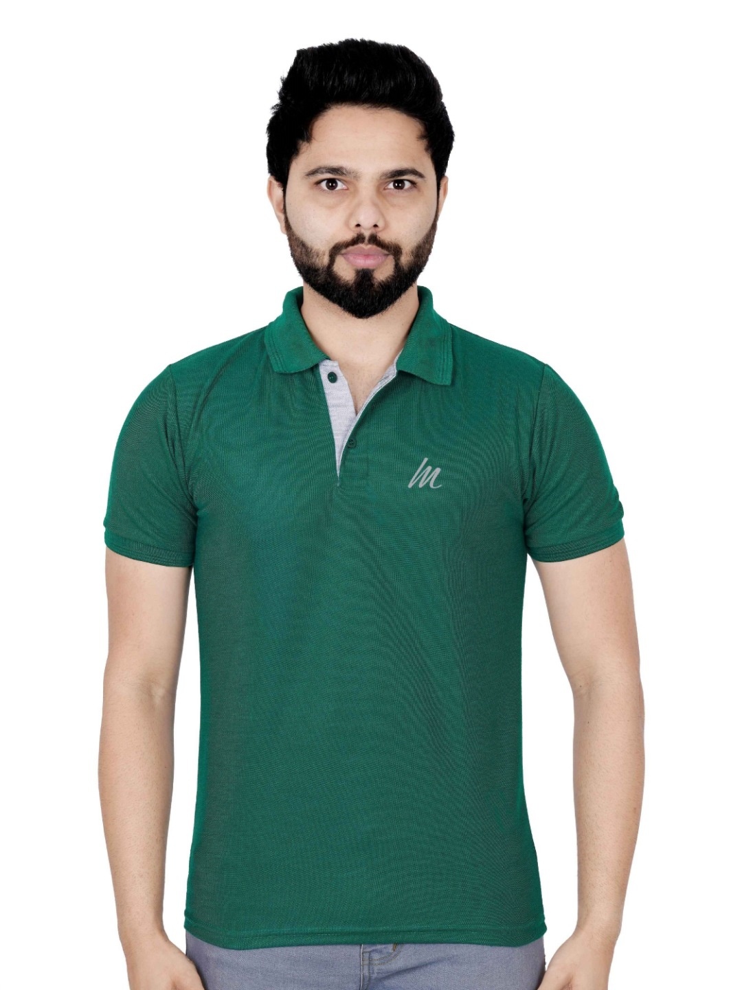 

LA MILANO Men Polo Collar Slim Fit T-shirt, Green