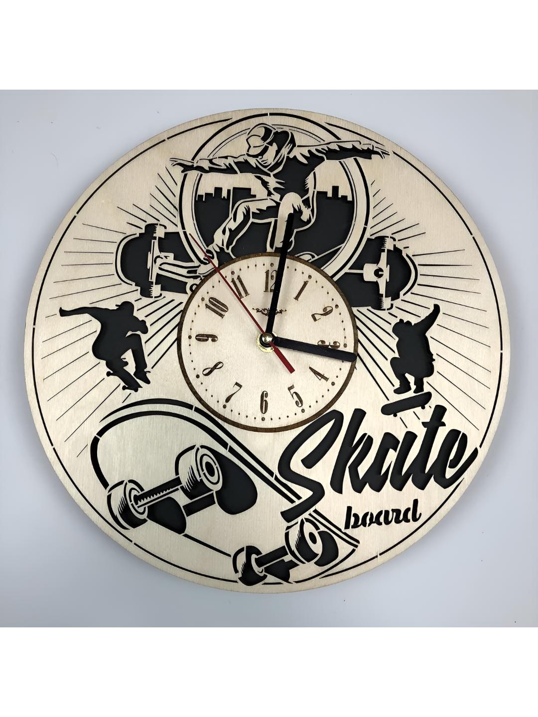 

QEZNEF Beige & Black Printed Round Shaped Contemporary Analogue Wooden Wall Clock