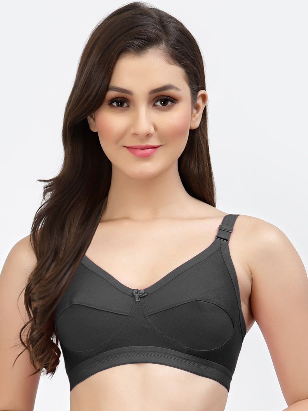 

SHYAM SONS FLAIR Solid Full Coverage Non Padded Bra, Black