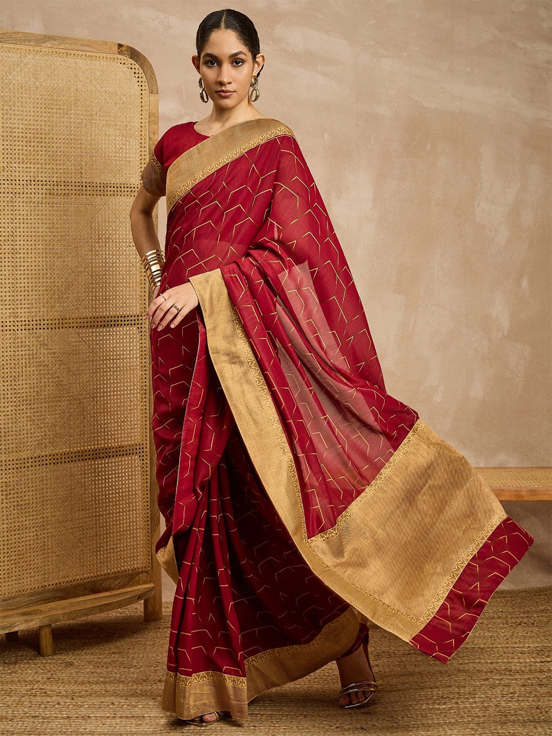 

all about you Zari Pure Silk Saree, Red