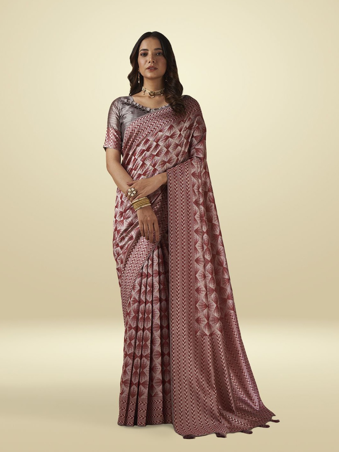 

SARHA Woven Design Zari Pure Cotton Saree, Red
