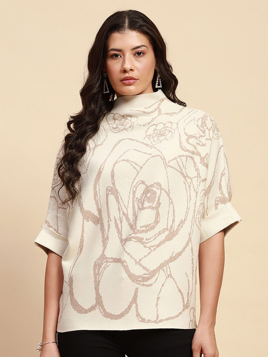 

Global Republic Women Floral Printed Pullover, Off white