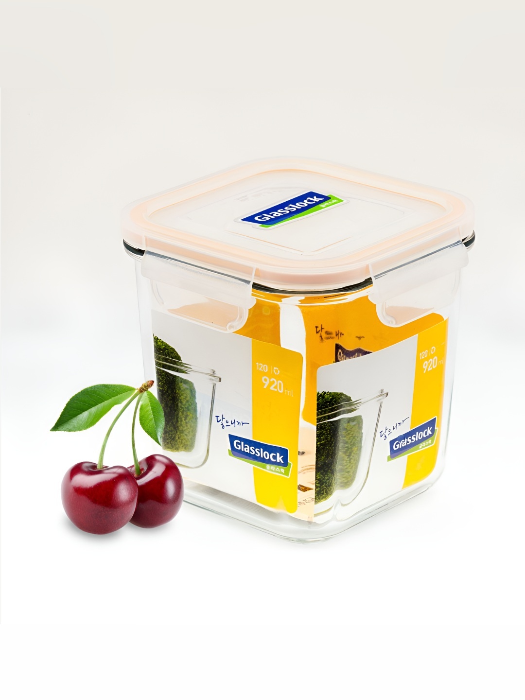 

Glasslock Transparent & Orange Colored Glass Microwave Safe Fridge Container 920ml
