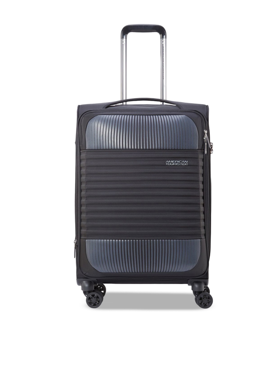 

AMERICAN TOURISTER Unisex Black Fornax Textured Soft-Sided Trolley Bag