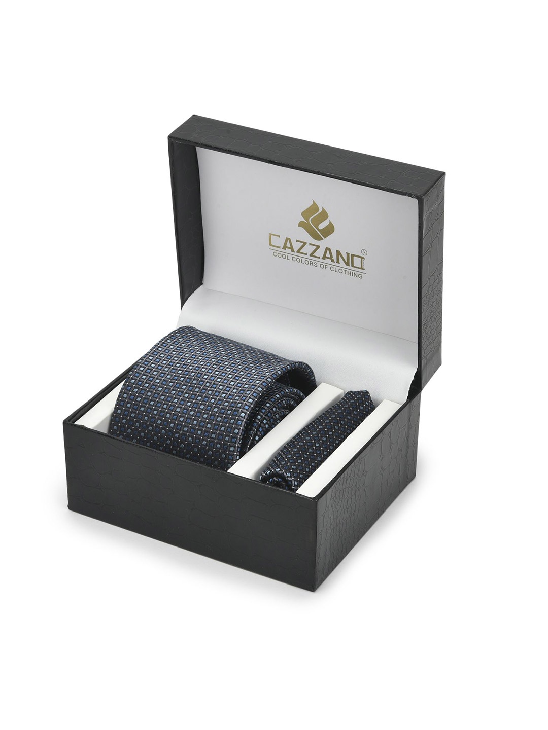 

Cazzano Men Accessory Gift Set Of Tie & Pocket Square, Grey