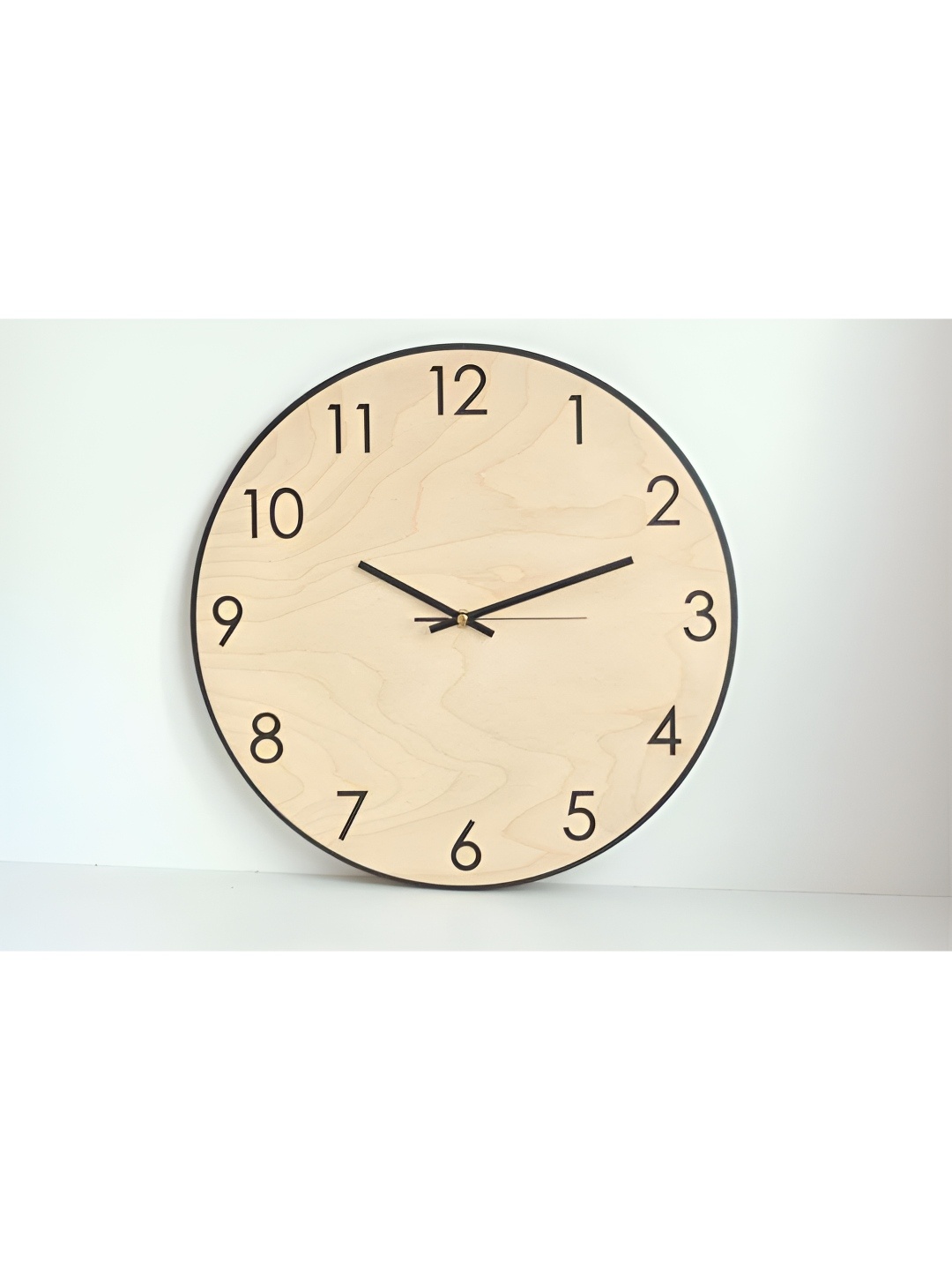 

QEZNEF Beige Round Contemporary Analogue Wooden Wall Clock Without Glass