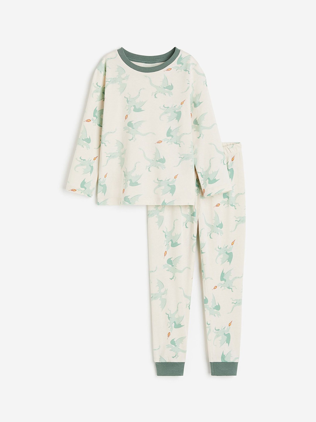 

H&M Boys Printed Pure Cotton T-Shirt & Pyjamas Night Suits, Beige