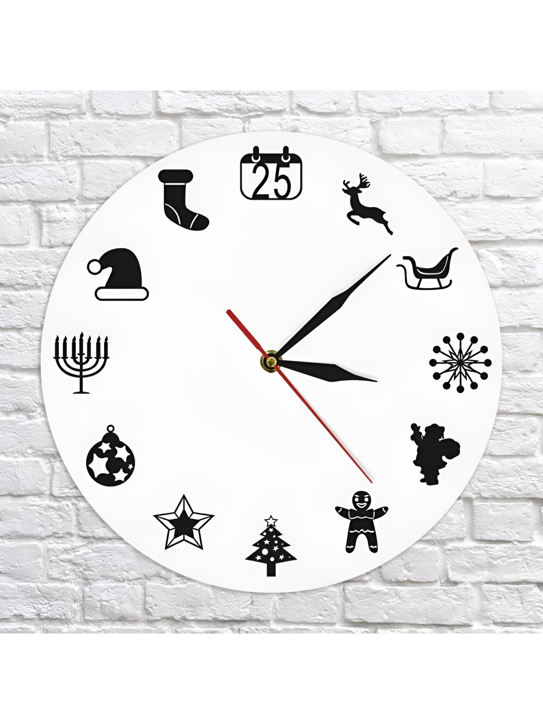 

QEZNEF White Printed Round Shaped Contemporary Analogue Wooden Wall Clock