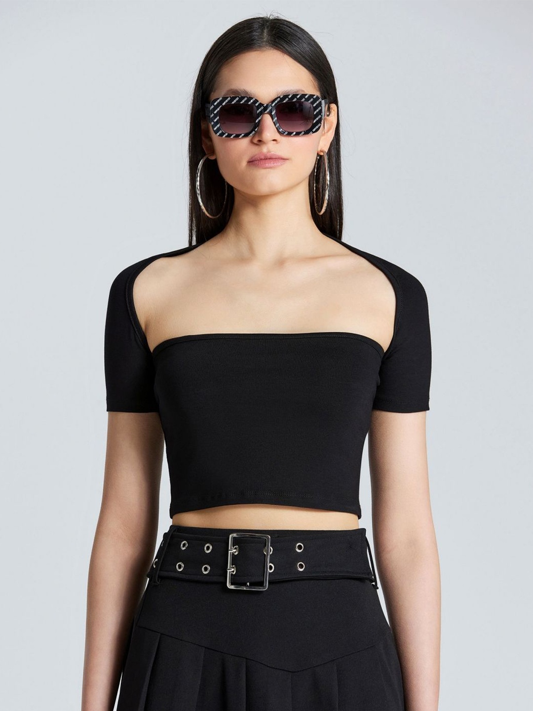 

ZOMODA Women Solid Off-Shoulder Top, Black