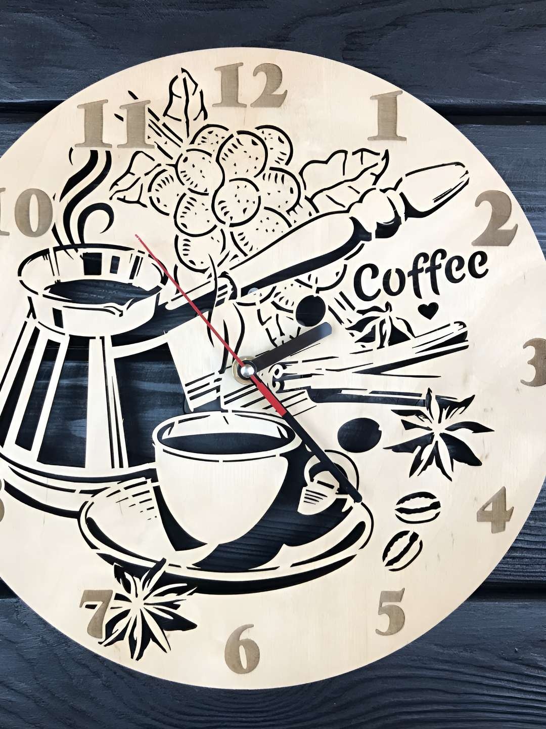 

QEZNEF Beige Printed Round Shaped Wooden Contemporary Wall Clock