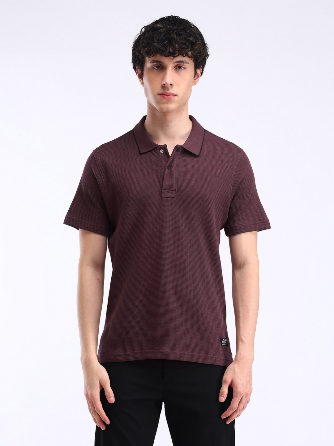 

Flying Machine Men Solid Polo Collar Cotton T-shirt, Red