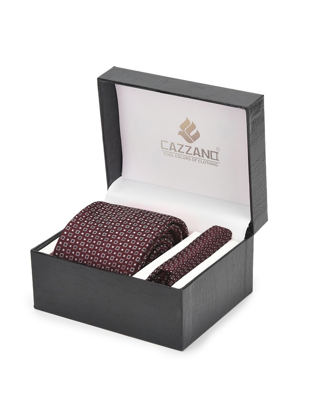 

Cazzano Men Accessory Gift Set Of Tie & Pocket Square, Maroon
