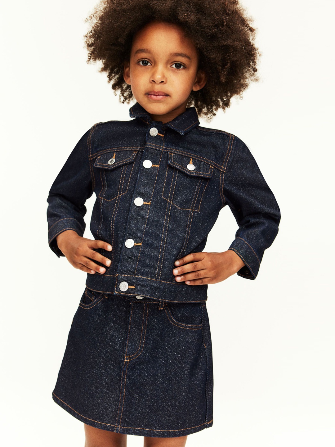 

H&M Girls Glittery Denim Jackets, Blue