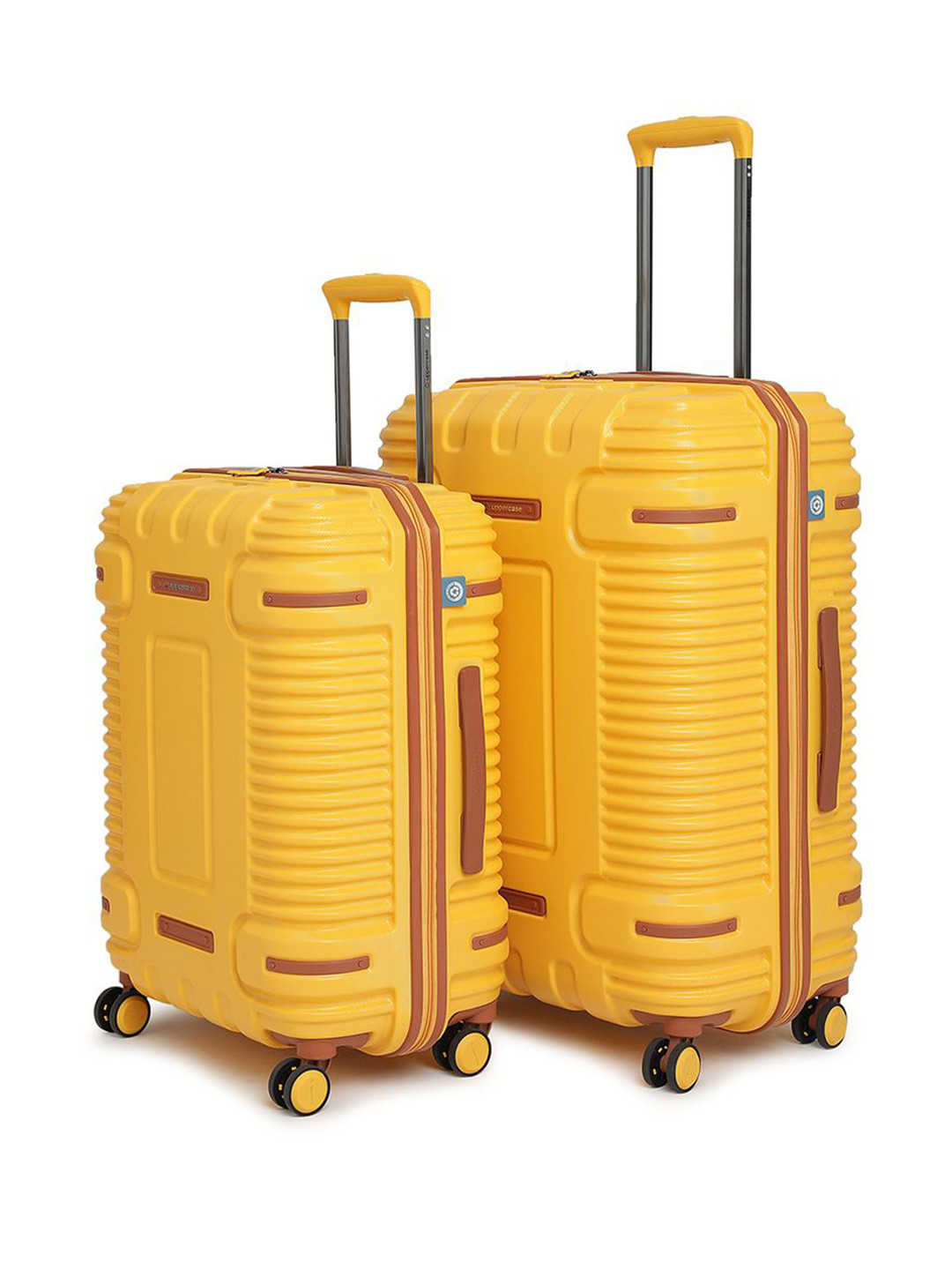

uppercase Unisex Set Of 2 Colourblocked Hard-Sided Trolley Bag, Yellow