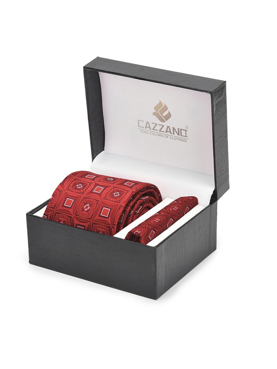 

Cazzano Men Accessory Gift Set Of Tie and Pocket Square, Maroon