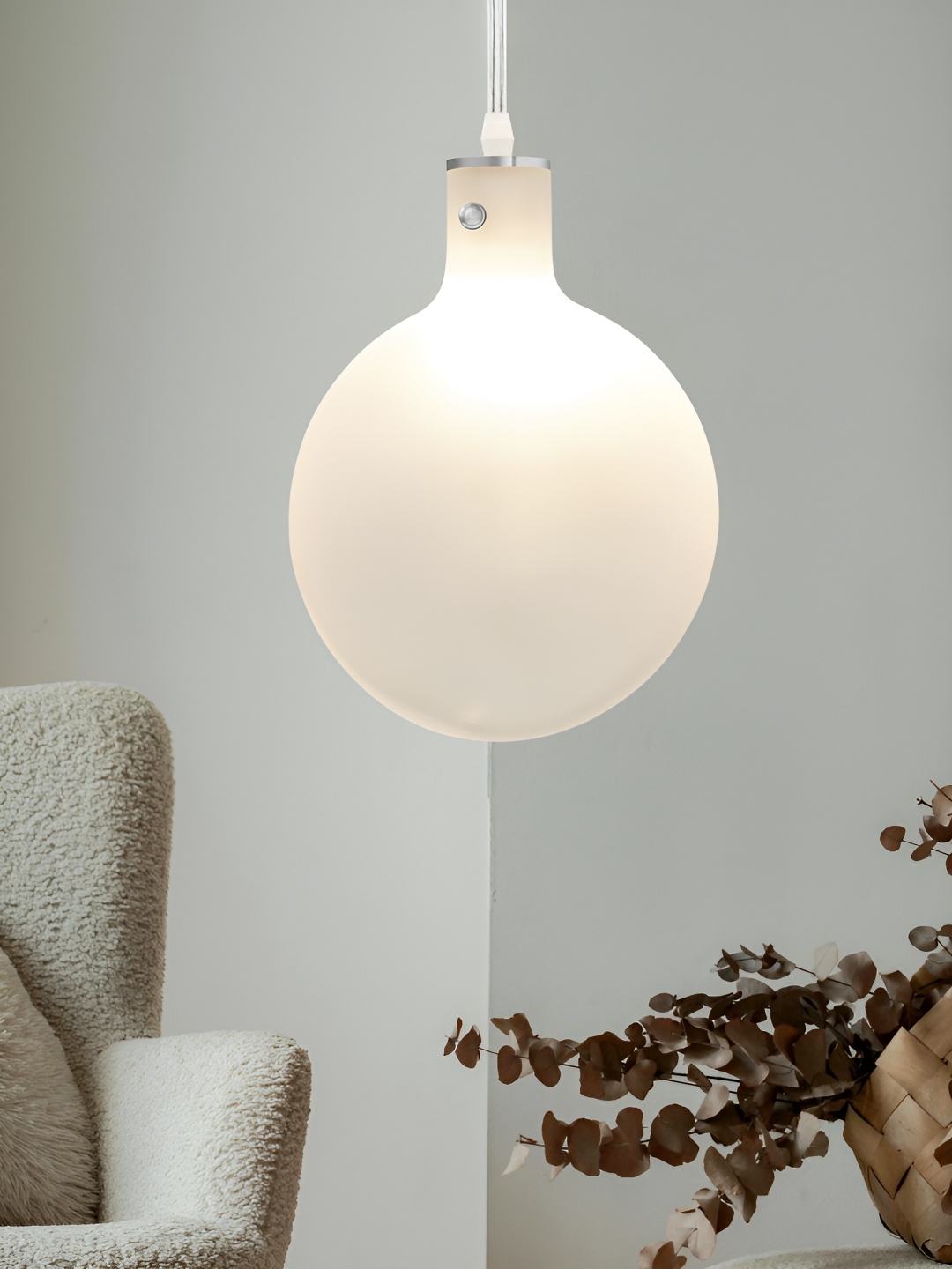 

Homesake White Glass Spherical Shaped Ceiling Lamp