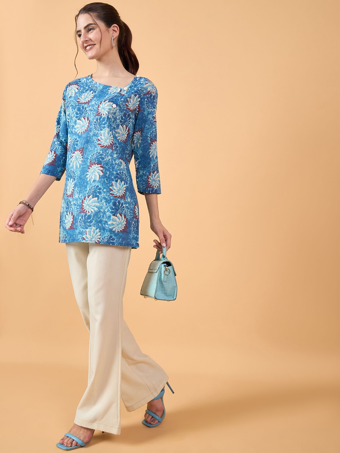 

NEESH Floral Printed Cotton Top, Blue