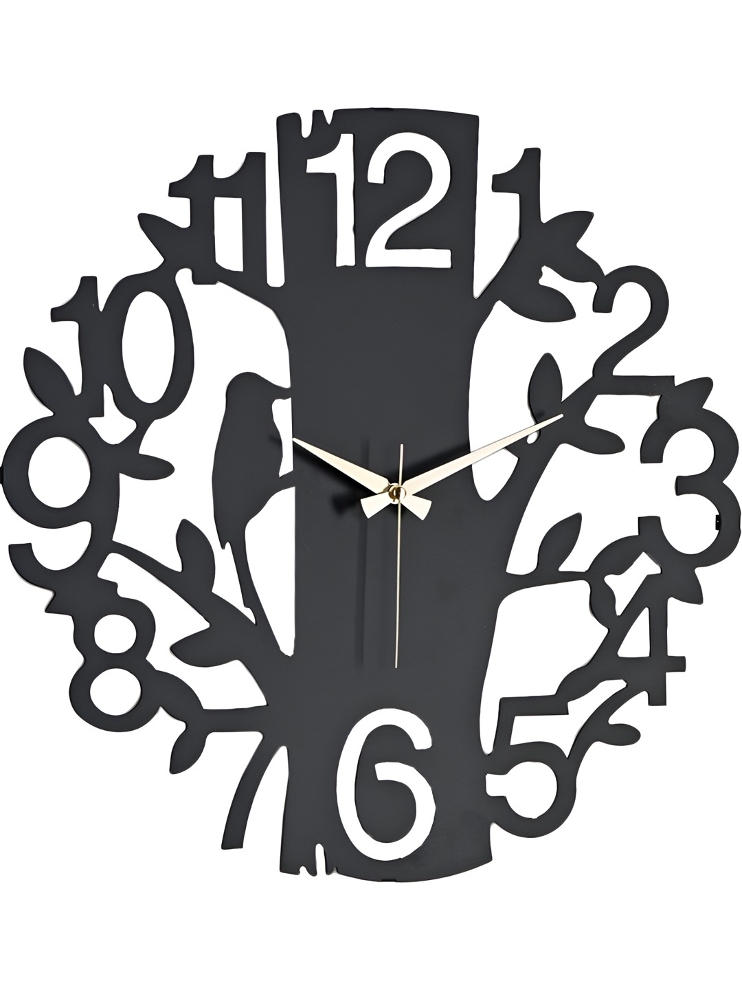 

QEZNEF Black Textured Quirky Contemporary Analogue Wooden Wall Clock Without Glass