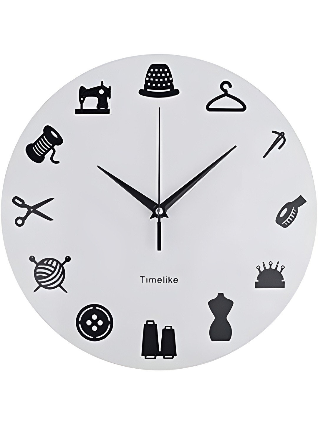 

QEZNEF White & Black Printed Round Analogue Wooden Wall Clock Without Glass