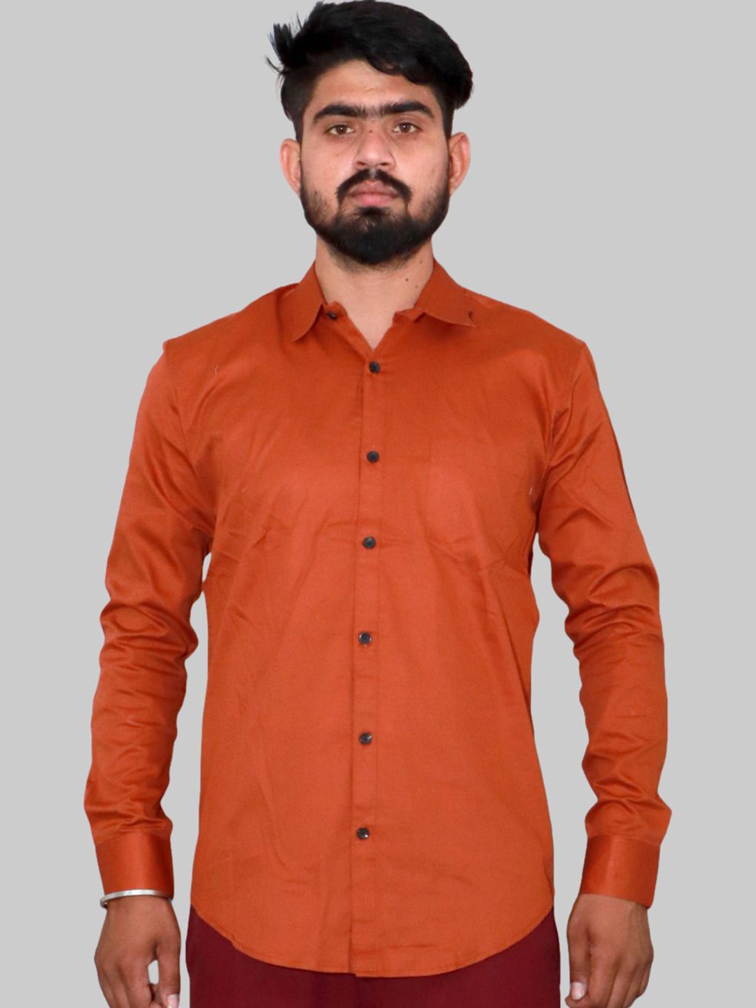 

Vcom Men Classic Spread Collar Solid Cotton Slim Fit Casual Shirt, Bronze