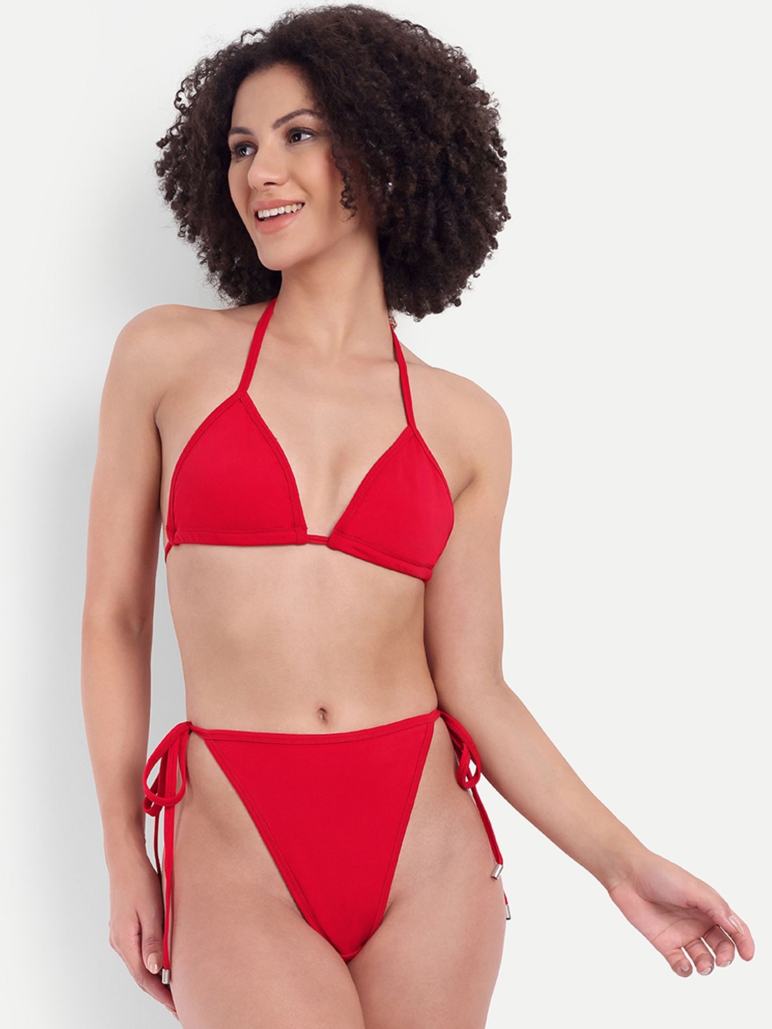 

So What Women Tie-Ups Bikini Set with Sarong, Red
