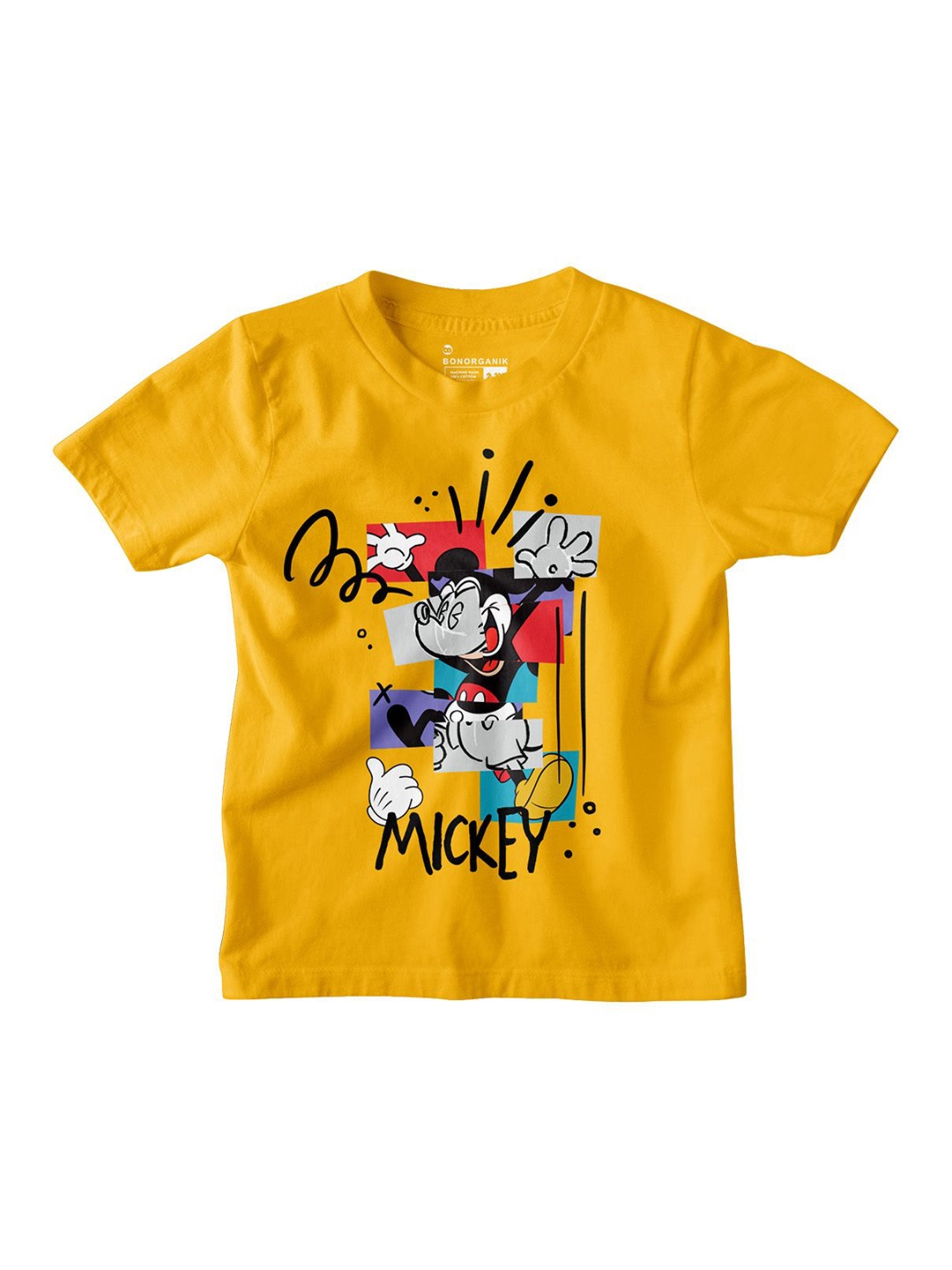 

BonOrganik Boys Graphic Printed Round Neck Cotton T-shirt, Yellow