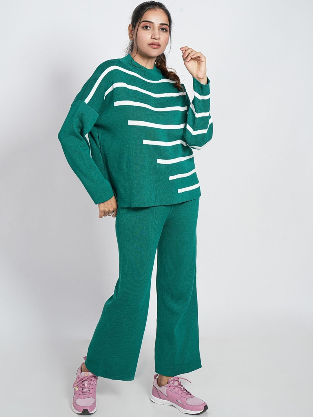 

ANSEE by Addery Striped Top With Trousers, Green