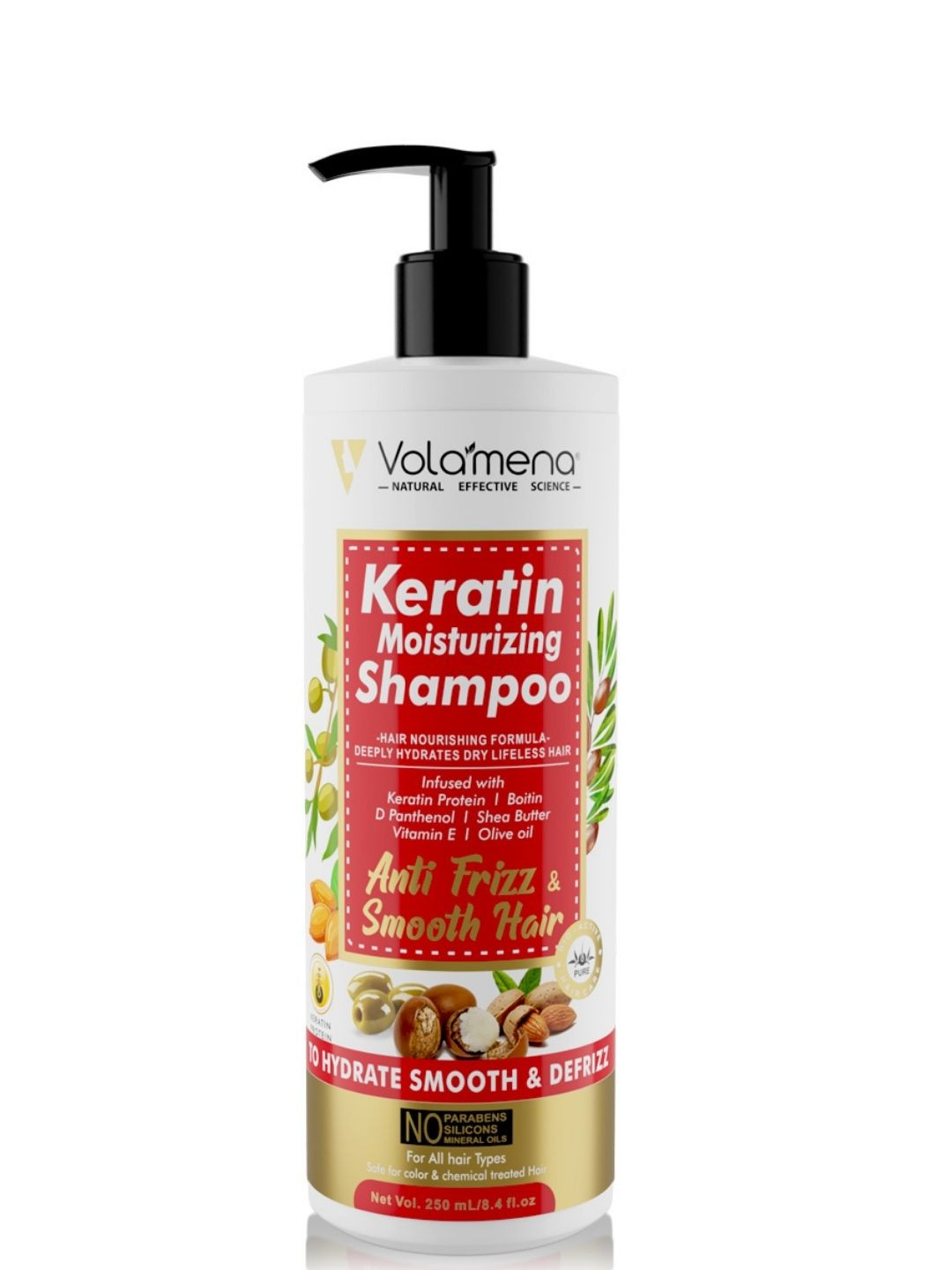 

Volamena Anti Frizz Keratin Moisturizing Shampoo-250ml, Off white