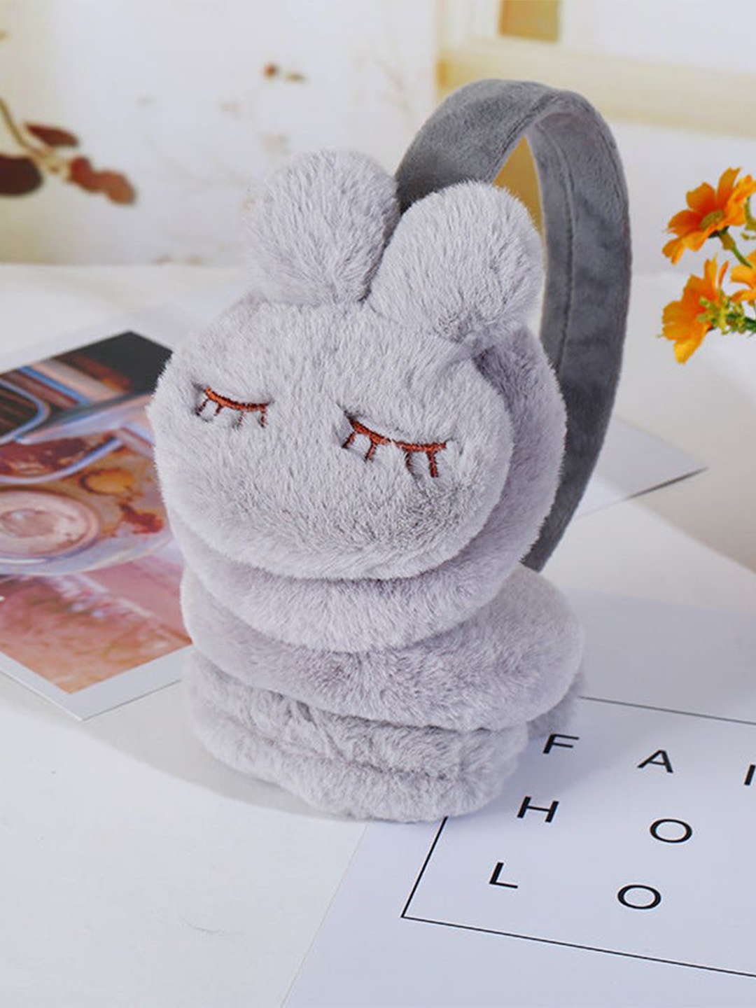 

SYGA Girls Rabbit -Design Cold Protection Fur Earmuffs Headband, Grey