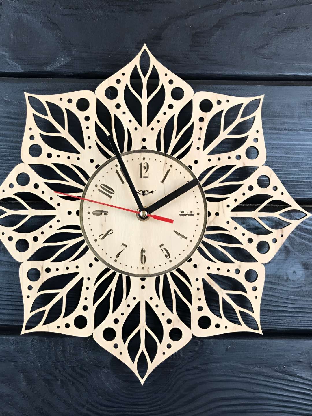 

QEZNEF Beige and Black Wooden Textured Analogue Contemporary Wall Clock