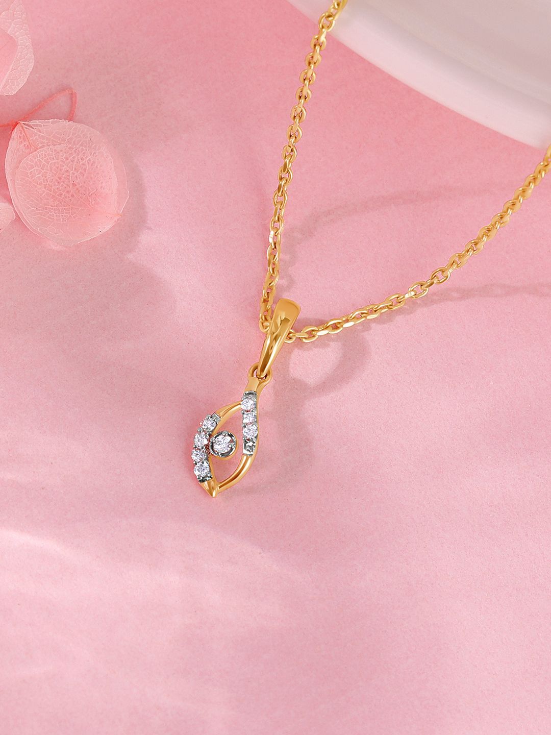 

GIVA Women 14KT Captivating Droplet Pendant Diamond, Gold