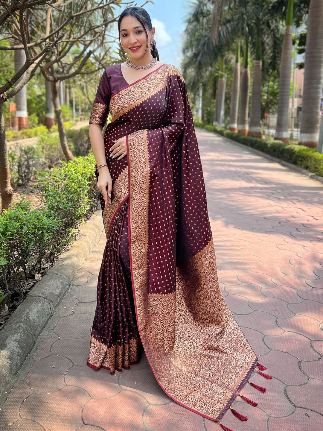 

Panzora Woven Design Zari Banarasi Saree, Maroon