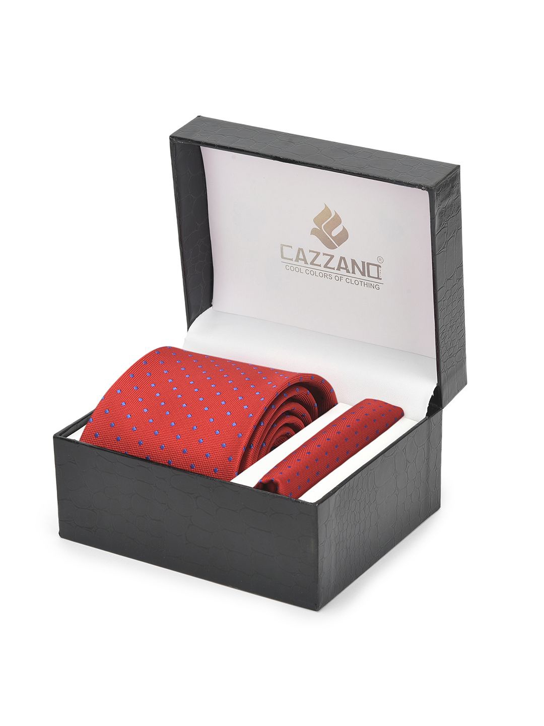 

Cazzano Men Accessory Gift Set Of Tie and Pocket Square, Red